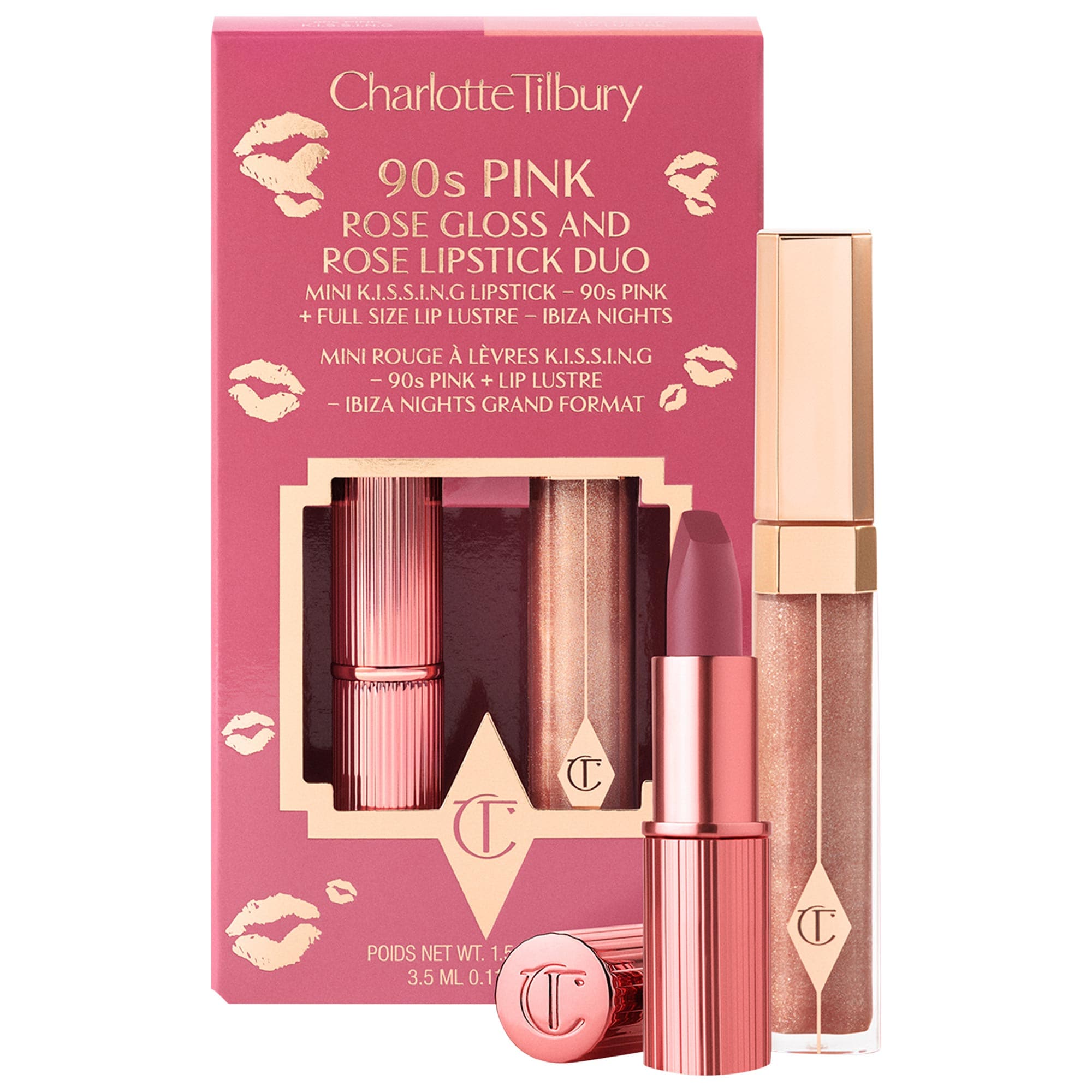 CHARLOTTE TILBURY KISSING LIPSTICK & LIP GLOSS DUOS 9O'S PIN